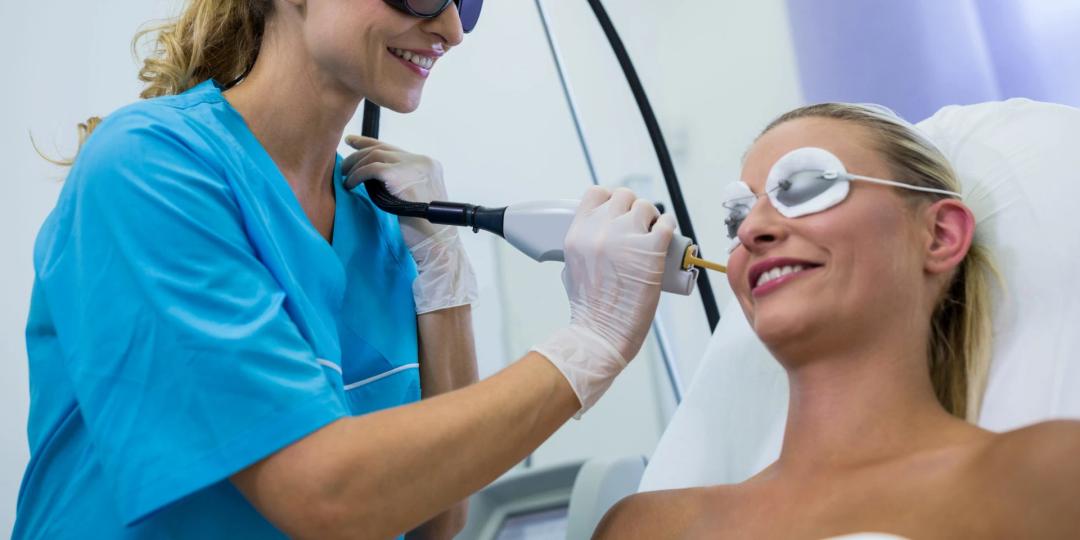 Women recieving a thread vein removal treatment at Laser Care in Gravesend